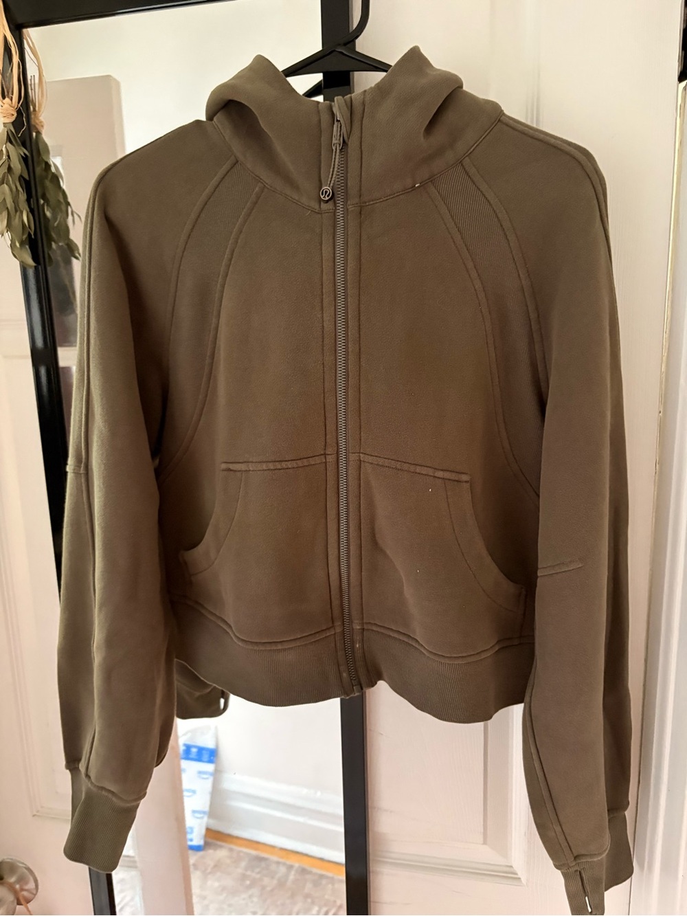 Olive Green Zip-Up Hoodie Jacket